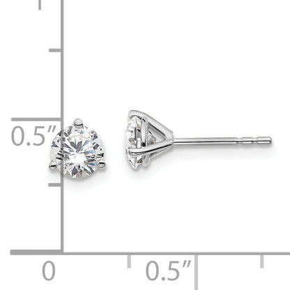 14K White Gold 1 1/4 Ctw Lab Grown Diamond Vs+ F+ Round 3 Prong Heavy Wt. Stud Earrings