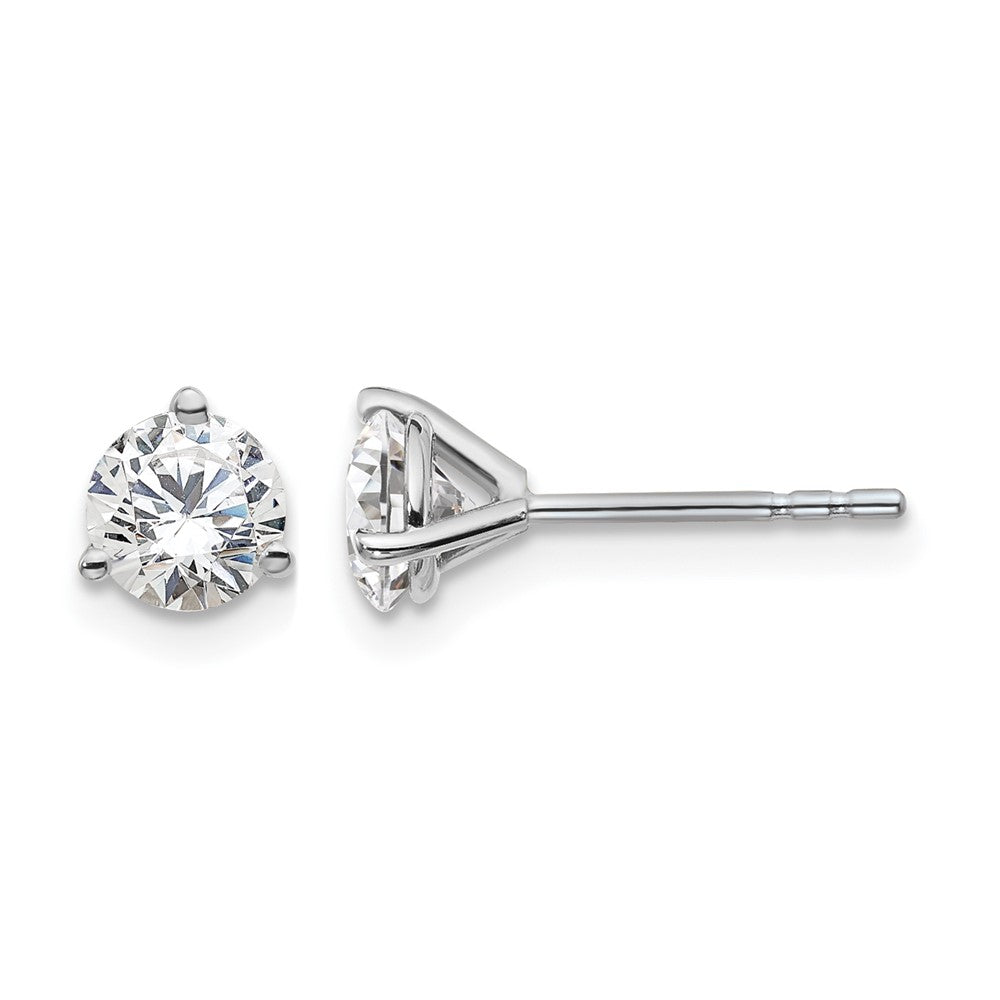 14K White Gold 1 1/4 Ctw Lab Grown Diamond Vs+ F+ Round 3 Prong Heavy Wt. Stud Earrings
