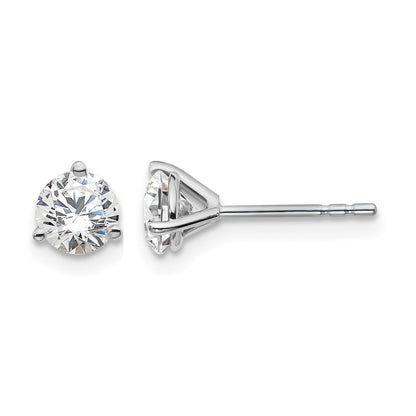14K White Gold 1 1/4 Ctw Lab Grown Diamond Vs+ F+ Round 3 Prong Heavy Wt. Stud Earrings