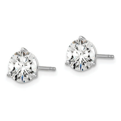 14K White Gold 1 1/2 Ctw Lab Grown Diamond Vs+ F+ Round 3 Prong Heavy Wt. Stud Earrings