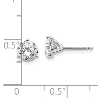 14K White Gold 1 1/2 Ctw Lab Grown Diamond Vs+ F+ Round 3 Prong Heavy Wt. Stud Earrings