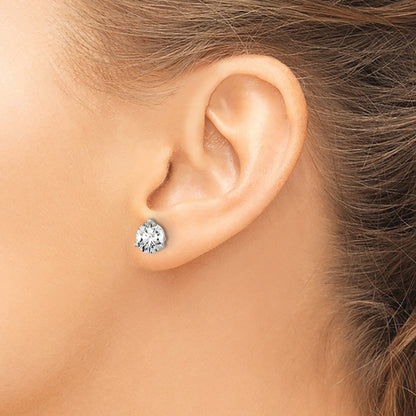 14K White Gold 3 Ctw Lab Grown Diamond Vs+ F+ Round Prong Heavy Wt. Stud Earrings