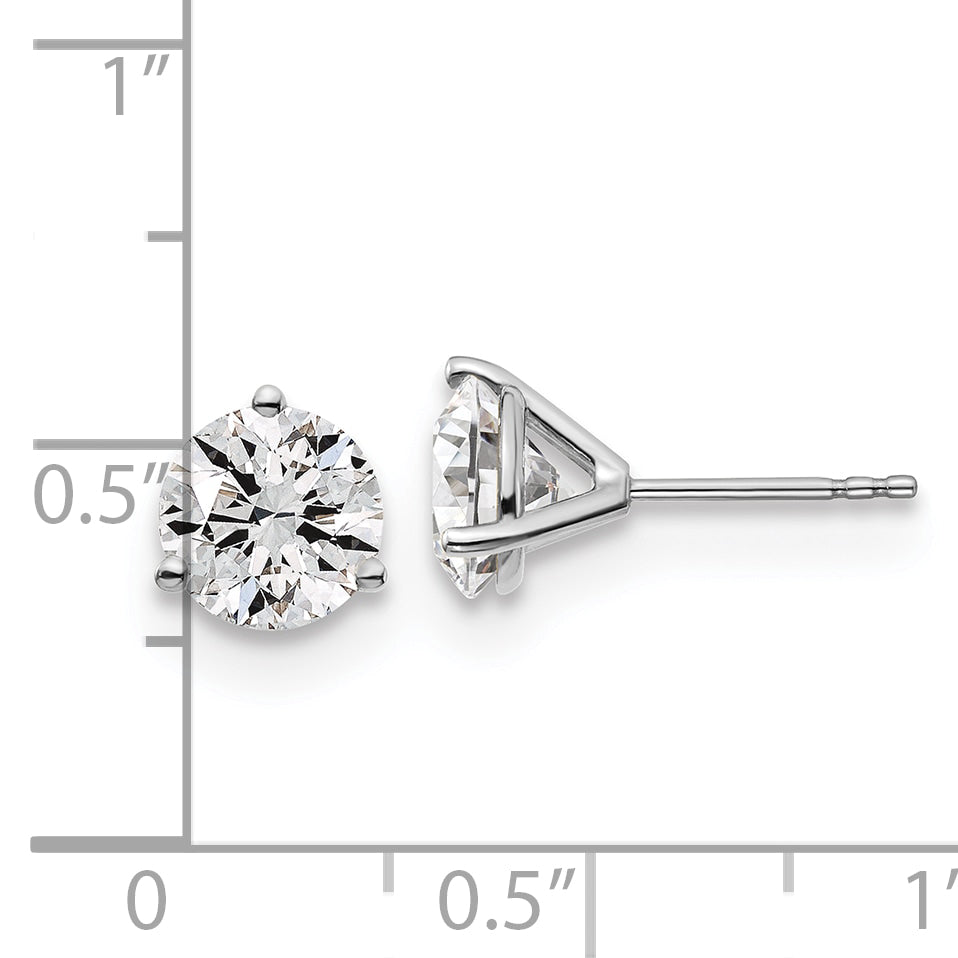 14K White Gold 3 Ctw Lab Grown Diamond Vs+ F+ Round Prong Heavy Wt. Stud Earrings