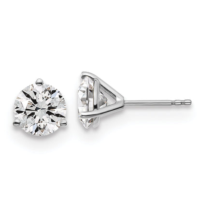 14K White Gold 3 Ctw Lab Grown Diamond Vs+ F+ Round Prong Heavy Wt. Stud Earrings