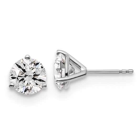 14K White Gold 3 Ctw Lab Grown Diamond Vs+ F+ Round Prong Heavy Wt. Stud Earrings
