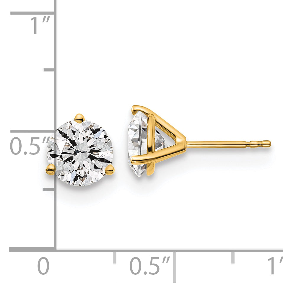14K Yellow Gold 3 Ctw Lab Grown Diamond Vs+ F+ Round Prong Heavy Wt. Stud Earrings