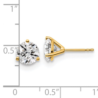 14K Yellow Gold 3 Ctw Lab Grown Diamond Vs+ F+ Round Prong Heavy Wt. Stud Earrings