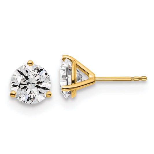 14K Yellow Gold 3 Ctw Lab Grown Diamond Vs+ F+ Round Prong Heavy Wt. Stud Earrings