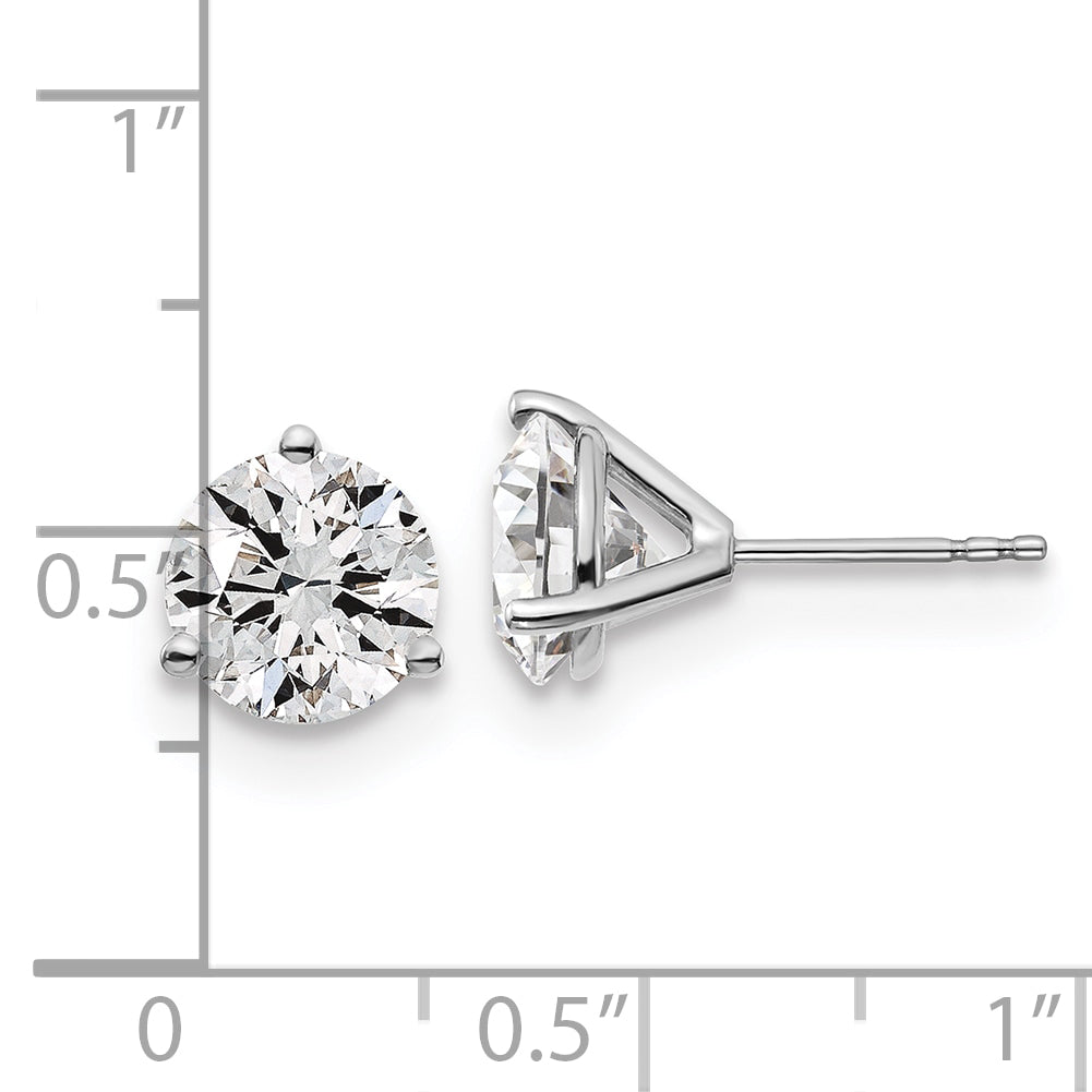 14K White Gold 4 Ctw Lab Grown Diamond Vs+ F+ Round 3 Prong Heavy Wt. Stud Earrings