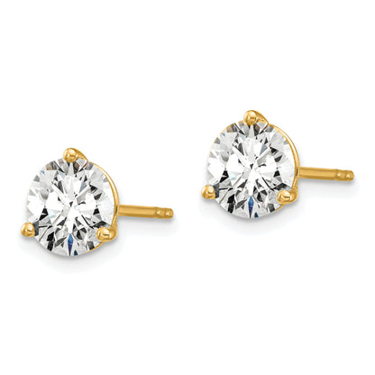 14K Yellow Gold 4 Ctw Lab Grown Diamond Vs+ F+ Round 3 Prong Heavy Wt. Stud Earrings