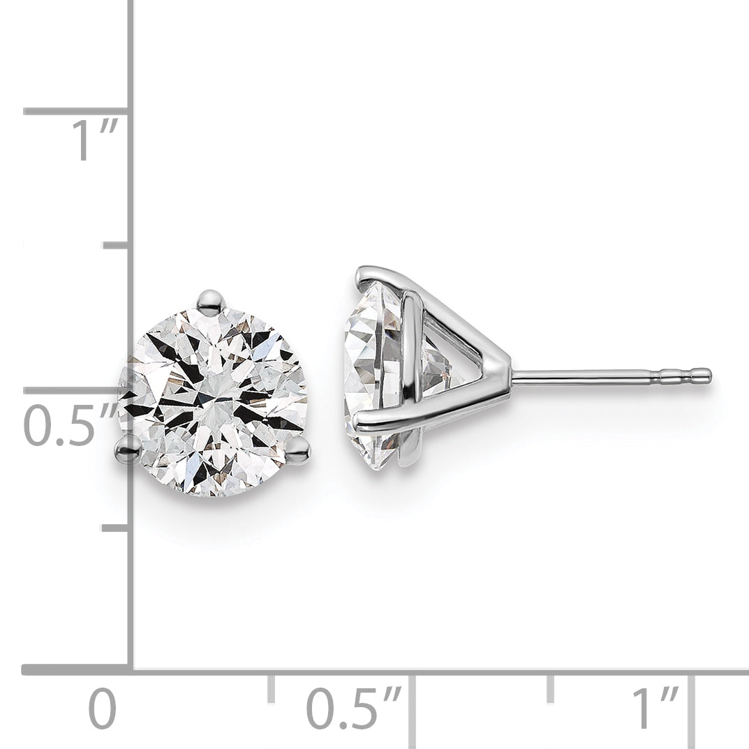 14K White Gold 5 Ctw Lab Grown Diamond Vs+ F+ Round 3 Prong Heavy Wt. Stud Earrings