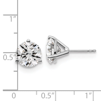 14K White Gold 5 Ctw Lab Grown Diamond Vs+ F+ Round 3 Prong Heavy Wt. Stud Earrings