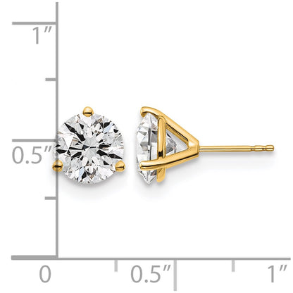 14K Yellow Gold 5 Ctw Lab Grown Diamond Vs+ F+ Round 3 Prong Heavy Wt. Stud Earrings