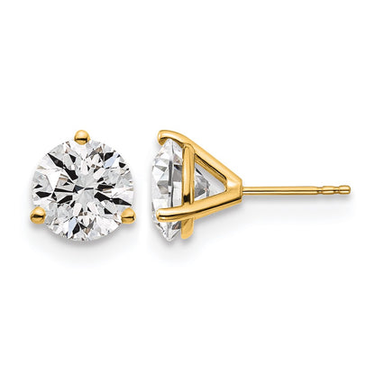 14K Yellow Gold 5 Ctw Lab Grown Diamond Vs+ F+ Round 3 Prong Heavy Wt. Stud Earrings