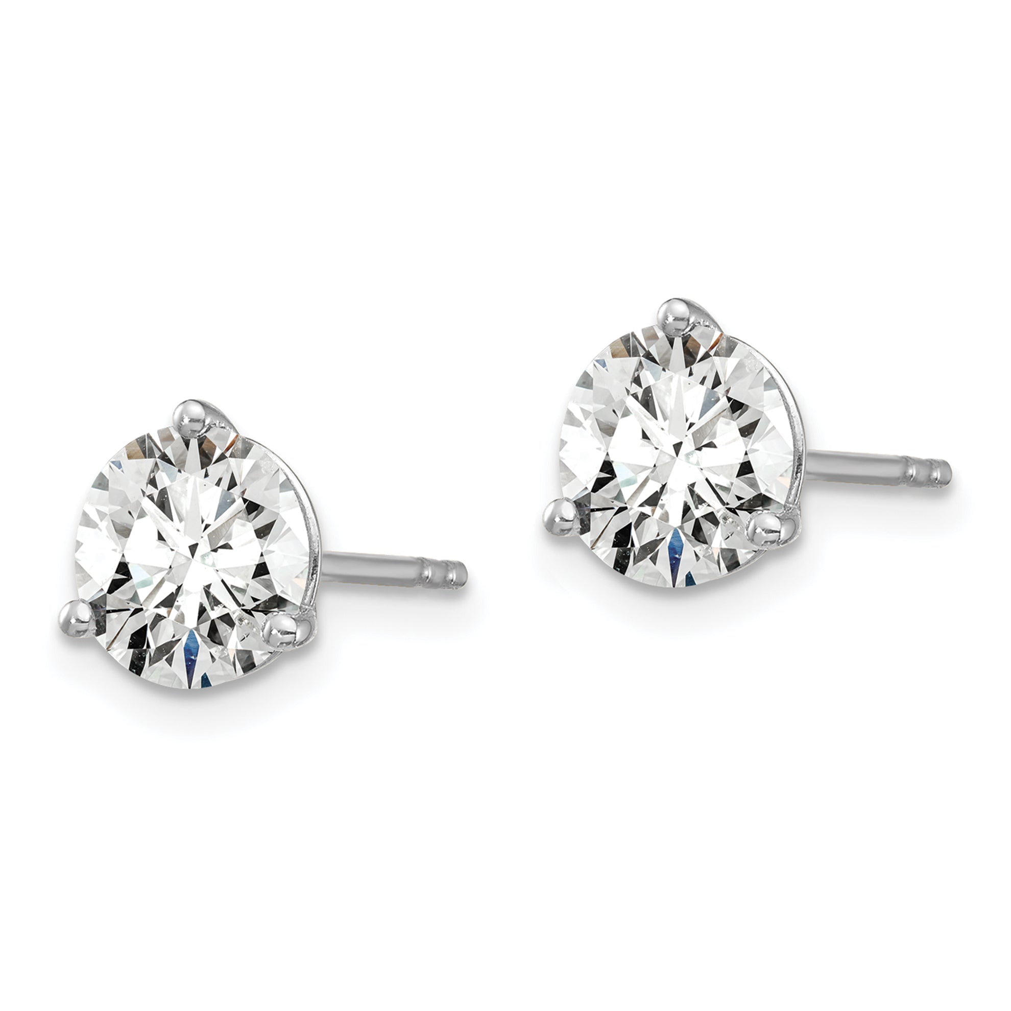 14K White Gold 6 Ctw Lab Grown Diamond Vs+ F+ Round 3 Prong Heavy Wt. Stud Earrings