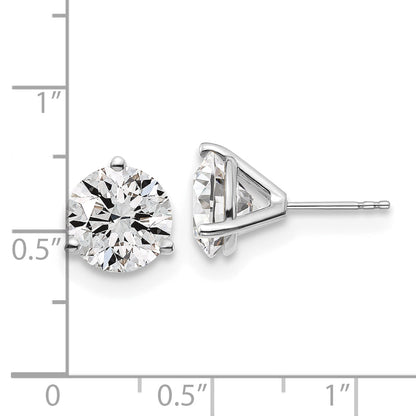 14K White Gold 6 Ctw Lab Grown Diamond Vs+ F+ Round 3 Prong Heavy Wt. Stud Earrings