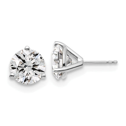 14K White Gold 6 Ctw Lab Grown Diamond Vs+ F+ Round 3 Prong Heavy Wt. Stud Earrings
