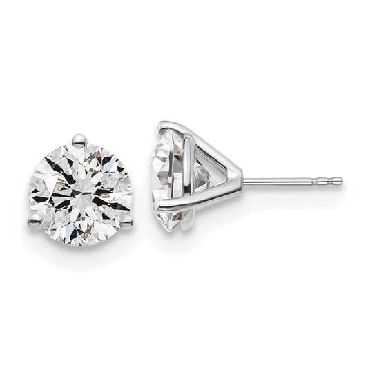 14K White Gold 6 Ctw Lab Grown Diamond Vs+ F+ Round 3 Prong Heavy Wt. Stud Earrings