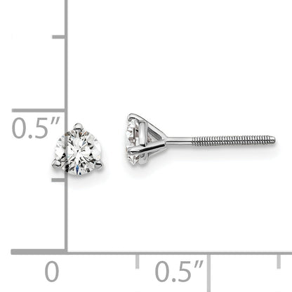 14K White Gold 1/2 Ctw Lab Grown Diamond Vs+ F+ Round 3 Prong Heavy Wt. Screwback Stud Earrings