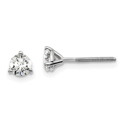 14K White Gold 1/2 Ctw Lab Grown Diamond Vs+ F+ Round 3 Prong Heavy Wt. Screwback Stud Earrings