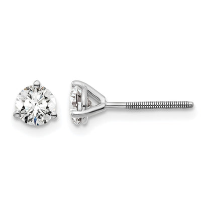 14K White Gold 2/3 Ctw Lab Grown Diamond Vs+ F+ Round 3 Prong Heavy Wt. Screwback Stud Earrings