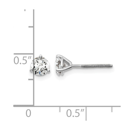 14K White Gold 3/4 Ctw Lab Grown Diamond Vs+ F+ Round 3 Prong Heavy Wt. Screwback Stud Earrings