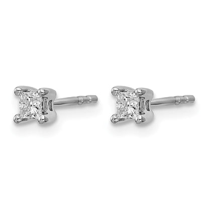 14K White Gold 1/4 Ctw Lab Grown Diamond Vs+ F+ Princess 4 Prong Heavy Wt. Stud Earrings