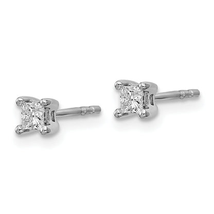 14K White Gold 1/4 Ctw Lab Grown Diamond Vs+ F+ Princess 4 Prong Heavy Wt. Stud Earrings