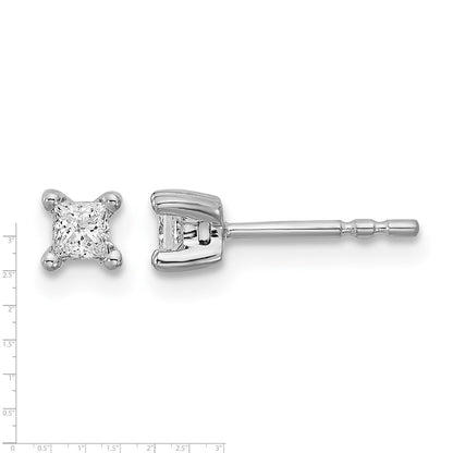 14k White Gold 1/4 ctw Lab Grown Diamond VS/SI+ G+ Princess 4 Prong Heavy Wt. Stud Earrings