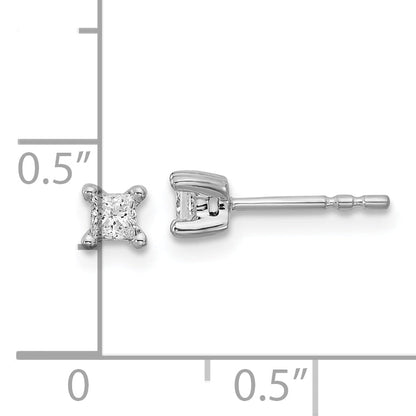 14K White Gold 1/4 Ctw Lab Grown Diamond Vs+ F+ Princess 4 Prong Heavy Wt. Stud Earrings