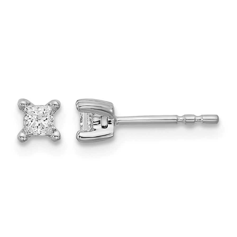 14K White Gold 1/4 Ctw Lab Grown Diamond Vs+ F+ Princess 4 Prong Heavy Wt. Stud Earrings