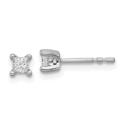 14K White Gold 1/4 Ctw Lab Grown Diamond Vs+ F+ Princess 4 Prong Heavy Wt. Stud Earrings