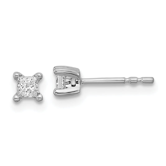 14K White Gold 1/4 Ctw Lab Grown Diamond Vs+ F+ Princess 4 Prong Heavy Wt. Stud Earrings