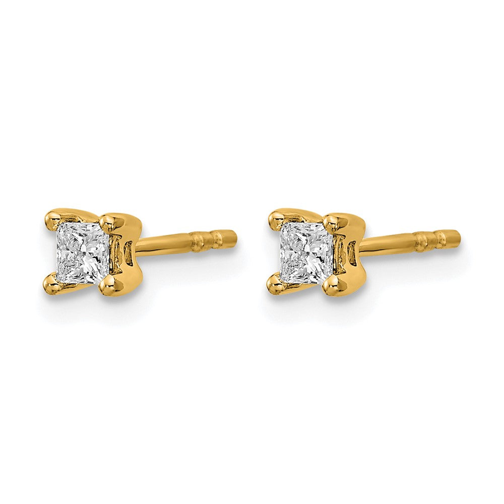 14k Yellow Gold 1/4 Ct. Lab Grown Diamond VS/SI+ G+ Princess Four Prong Stud Post Earrings