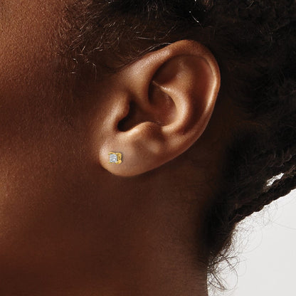 14k Yellow Gold 1/4 Ct. Lab Grown Diamond VS/SI+ G+ Princess Four Prong Stud Post Earrings