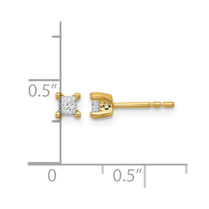 14k Yellow Gold 1/4 Ct. Lab Grown Diamond VS/SI+ G+ Princess Four Prong Stud Post Earrings