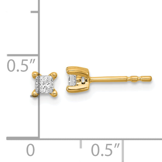 14K Yellow Gold 1/4 Ctw Lab Grown Diamond Vs+ F+ Princess 4 Prong Heavy Wt. Stud Earrings
