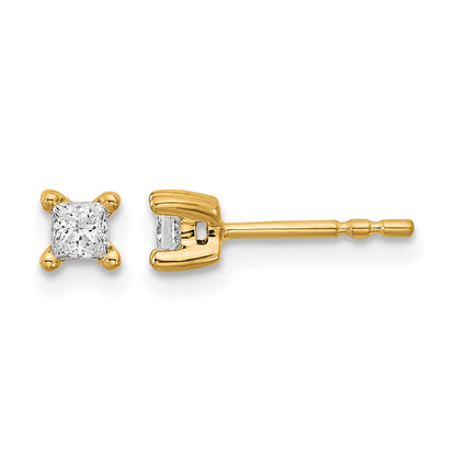 14k Yellow Gold 1/4 Ct. Lab Grown Diamond VS/SI+ G+ Princess Four Prong Stud Post Earrings