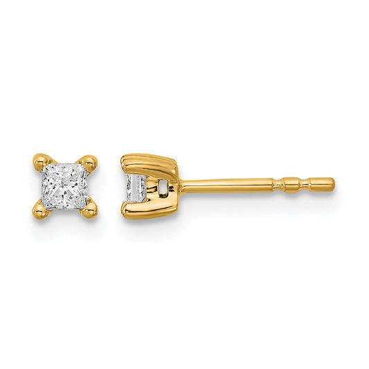 14k Yellow Gold 1/4 Ct. Lab Grown Diamond VS/SI+ G+ Princess Four Prong Stud Post Earrings