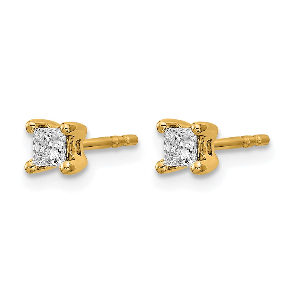 14K Yellow Gold 1/3 Ctw Lab Grown Diamond Vs+ F+ Princess 4 Prong Heavy Wt. Stud Earrings