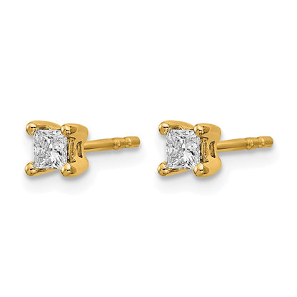 14k Yellow Gold 1/3 Ct. Lab Grown Diamond VS/SI+ G+ Princess Four Prong Stud Post Earrings