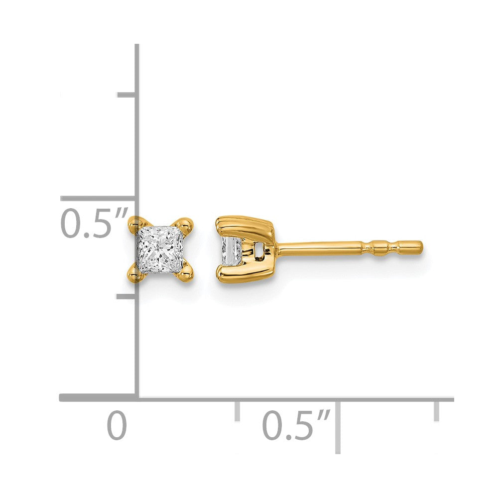 14K Yellow Gold 1/3 Ctw Lab Grown Diamond Vs+ F+ Princess 4 Prong Heavy Wt. Stud Earrings