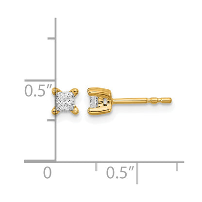 14K Yellow Gold 1/3 Ctw Lab Grown Diamond Vs+ F+ Princess 4 Prong Heavy Wt. Stud Earrings