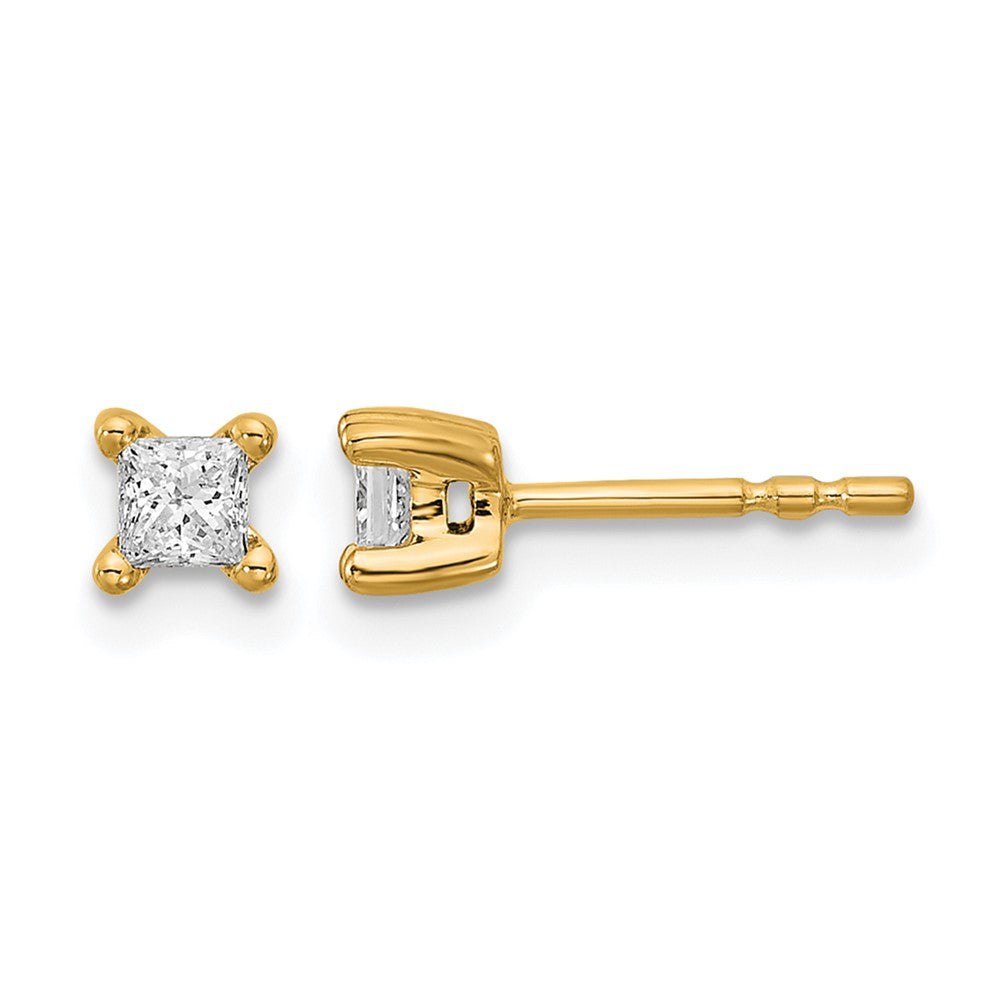 14K Yellow Gold 1/3 Ctw Lab Grown Diamond Vs+ F+ Princess 4 Prong Heavy Wt. Stud Earrings
