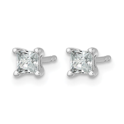 14K White Gold 1/2 Ctw Certified Lab Grown Diamond Vs+ F+ Princess 4 Prong Heavy Wt. Stud Earrings
