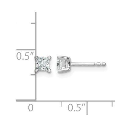 14K White Gold 1/2 Ctw Certified Lab Grown Diamond Vs+ F+ Princess 4 Prong Heavy Wt. Stud Earrings