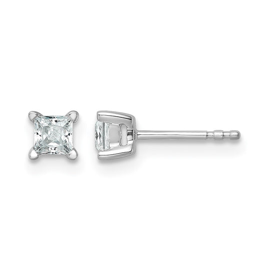 14K White Gold 1/2 Ctw Lab Grown Diamond Vs+ F+ Princess 4 Prong Heavy Wt. Stud Earrings