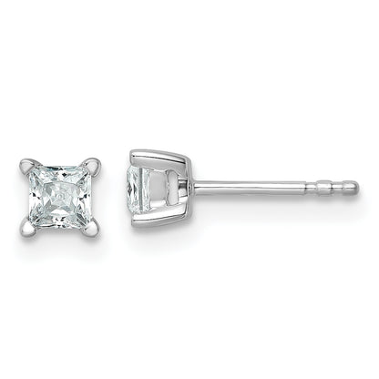 14k White Gold 1/2 ctw Certified Lab Grown Diamond VS/SI+ G+ Princess 4 Prong Heavy Wt. Stud Earrings