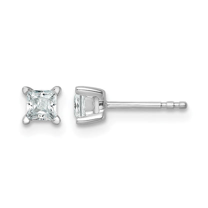 14k White Gold 1/2 ctw Certified Lab Grown Diamond VS/SI+ G+ Princess 4 Prong Heavy Wt. Stud Earrings
