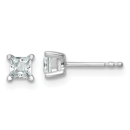 14K White Gold 1/2 Ctw Lab Grown Diamond Vs+ F+ Princess 4 Prong Heavy Wt. Stud Earrings